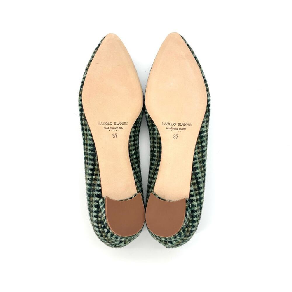 NIB Manolo Blahnik Hangisi Flat Wool Crystal Embellished Pointed Toe Shoes 37 - Picture 10 of 12